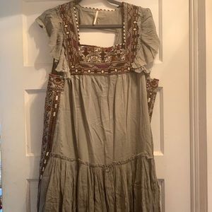 Free People Day Glow Mini Dress L in Spanish Moss